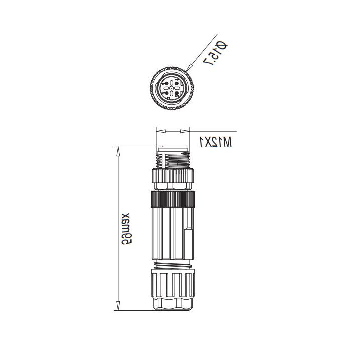 M12 4Pin, D-coded, male straight, in-line connection, 64F861 