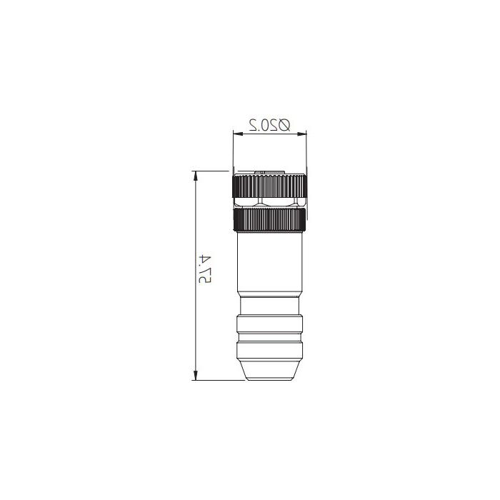 M12 4Pin、母头直型、螺钉连接、金属屏蔽、64F441 