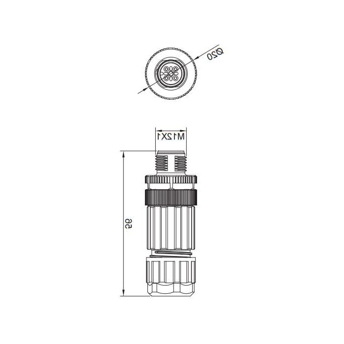 M12 5Pin, male straight, screw connection, 64F281